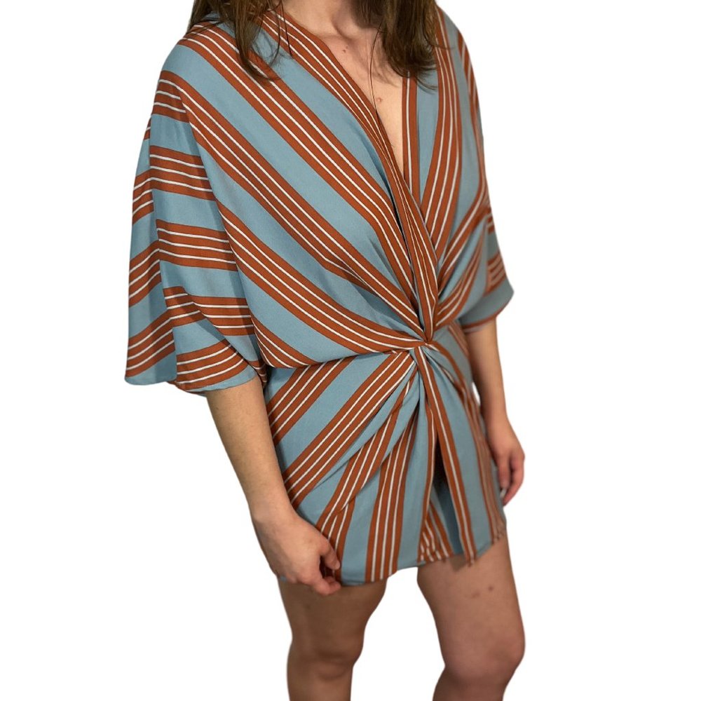 Elle Ray teal & orange stripped dress
